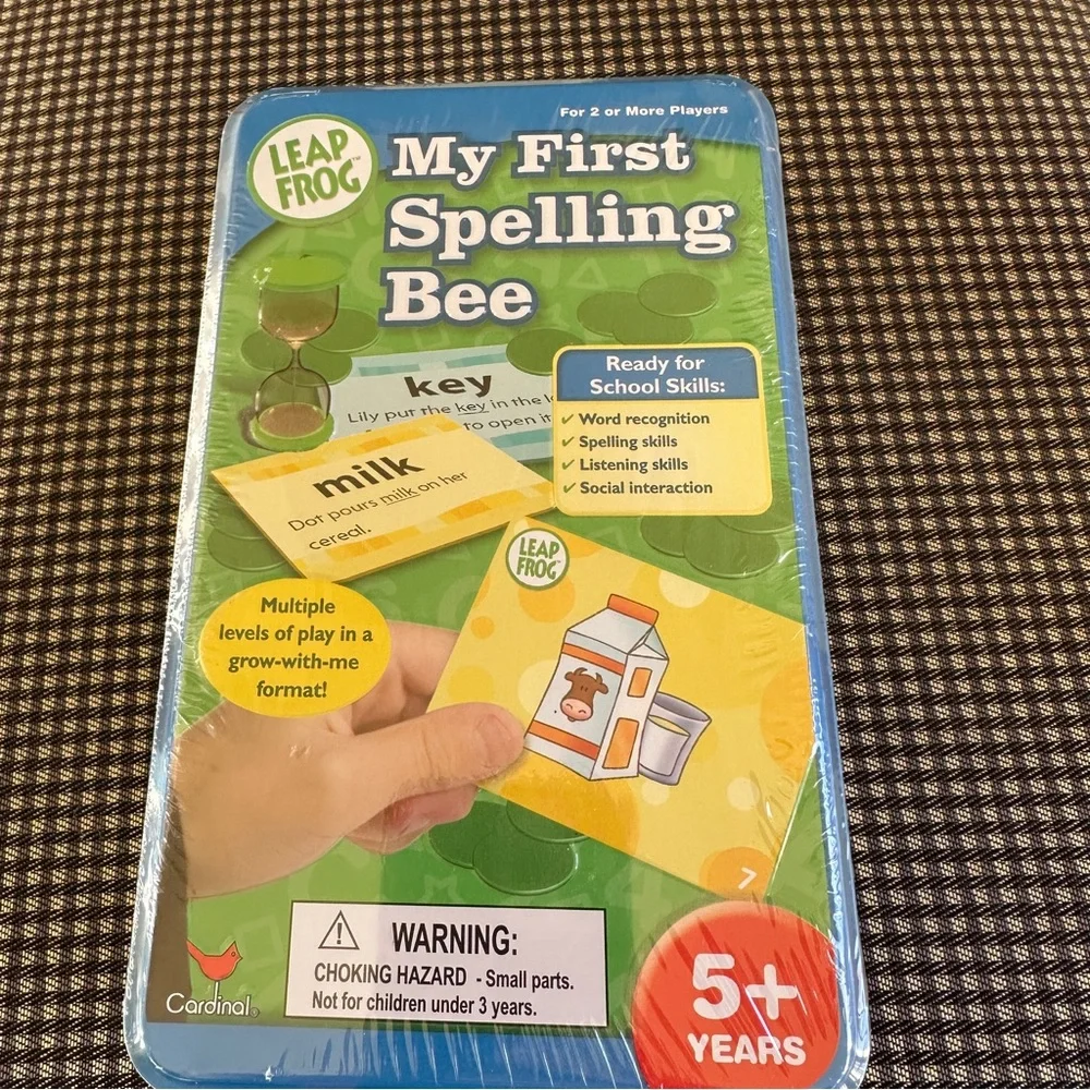 LeapFrog My First Spelling Bee Game 240 Spelling Bee Cards in Metal Container